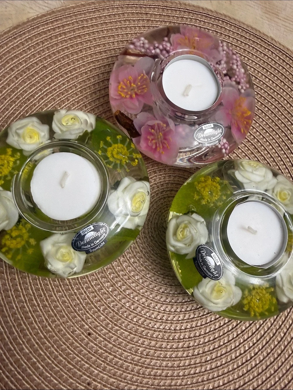 DREAMLIGHT 🔥 🌸Floral Resin Tealight Holder Set Made in Germany